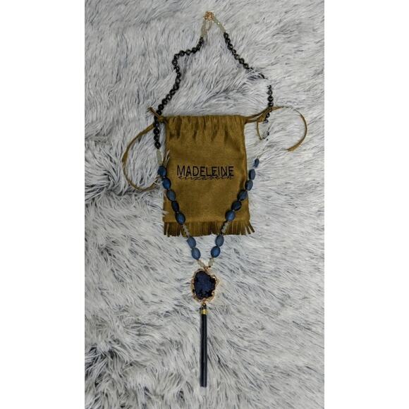 Kevia Vie Boheme Necklace Beads Pendant Statement Geode Tassel New - Picture 3 of 6